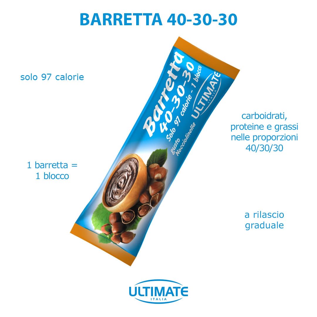 Ultimate Barrette 40-30-30 barretta Nocciolinella 30 pezzi, dieta a zona