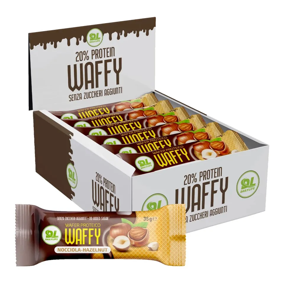 Wellness Biscotti Proteici e senza Zucchero Wafer Proteico nocciola wafer 35 g, senza zuccheri aggiunti