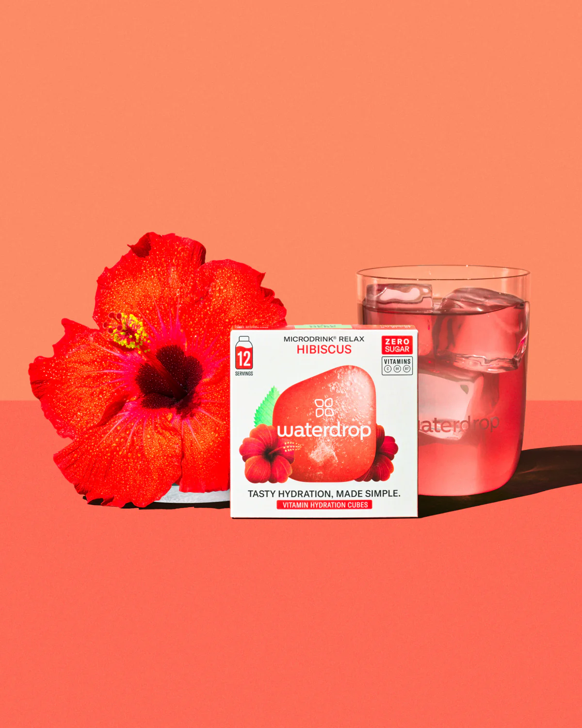 Wellness Drink Energetici Waterdrop Ibisco cubetti per bevanda 12 pezzi senza zucchero