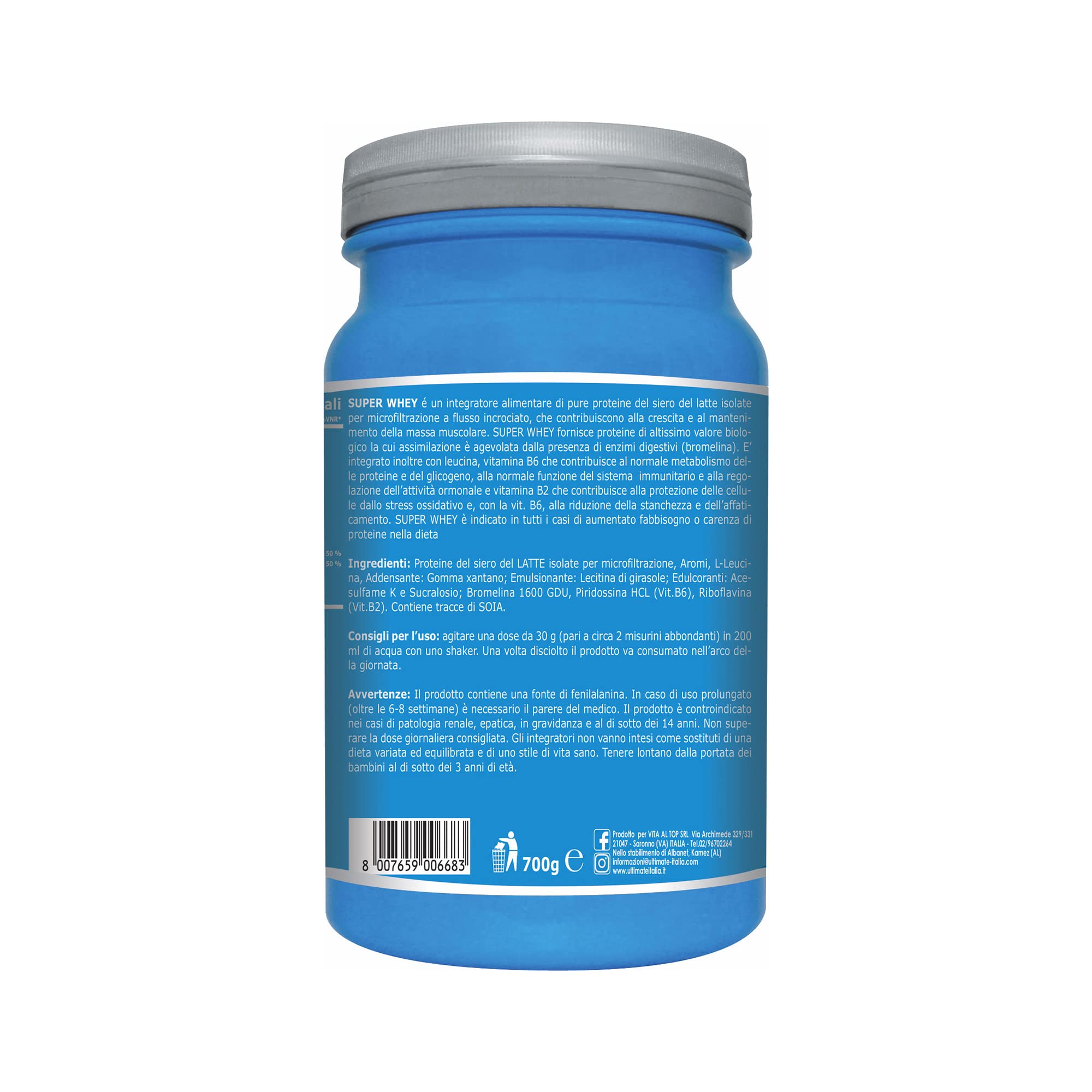 Ultimate Proteine Super Whey proteine isolate cioccolato bianco 700 g