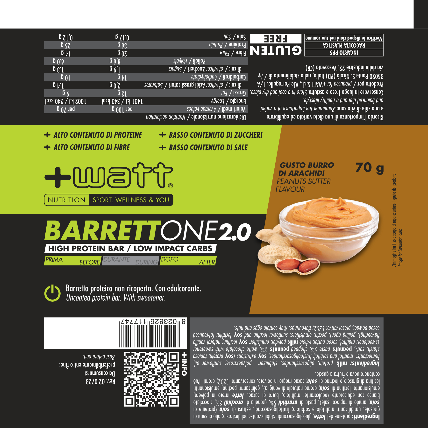 +WATT Power Line Barrettone 2.0 barretta proteica low sugar