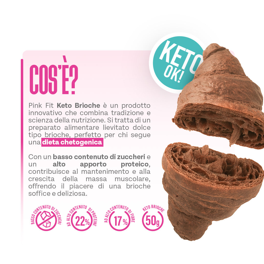Wellness Food Keto Pink Fit Keto Brioche brioche cacao 3 pezzi, pochi zuccheri