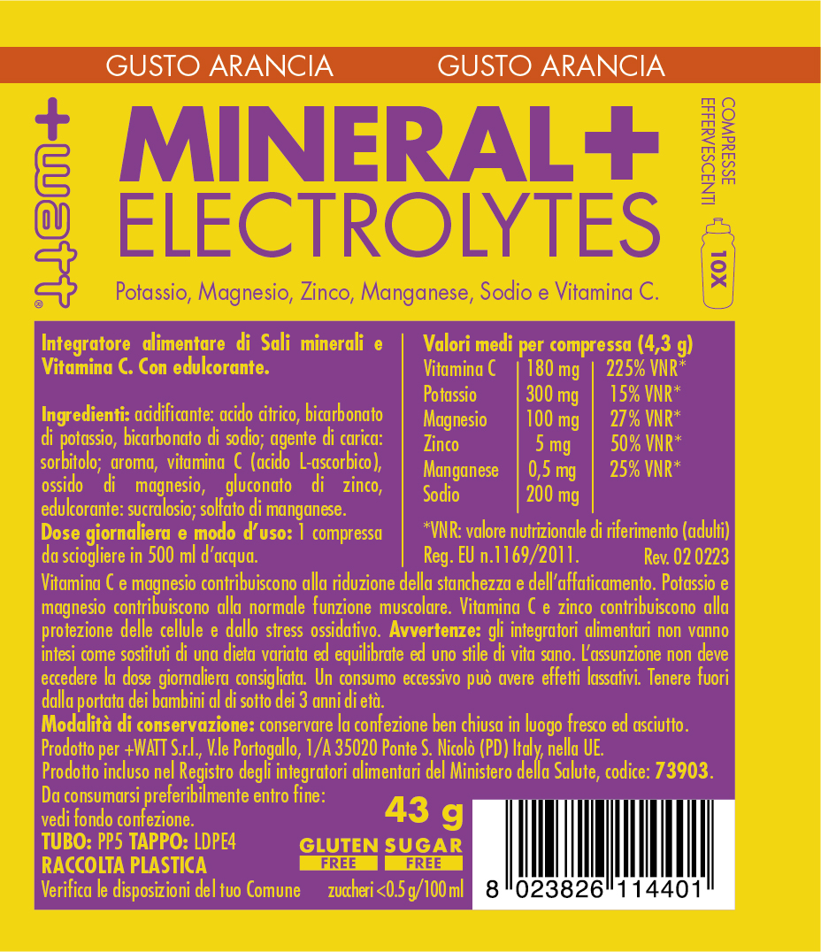+ WATT Endurance Line Mineral+ Electrolytes compresse effervescenti senza zuccheri