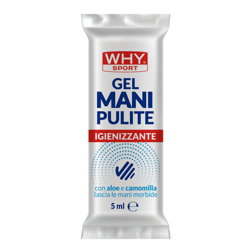 WHY SPORT Gel igienizzanti MANI PULITE® CON ALOE E CAMOMILLA gel igienizzante monodose 5 ml