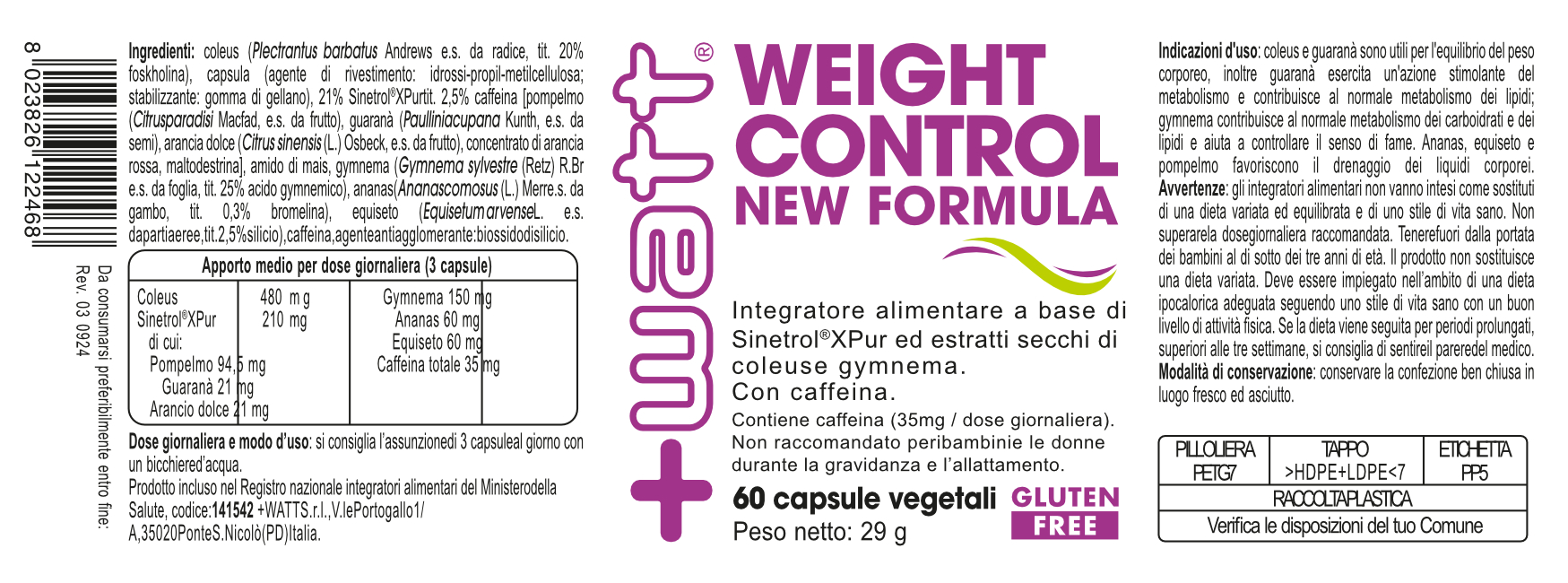 + WATT Wellness Line Weight Control New Formula capsule vegetali 60