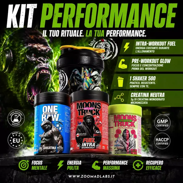 Zoomad KIT INTEGRATORI KIT PERFORMANCE pre-workout creatina shaker