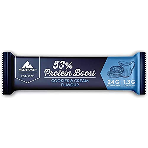 Multipower 53% Protein Boost barretta proteica biscotti e crema 20 x 45 g, 24 g proteine
