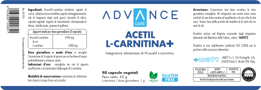 +Watt Wellness Line Acetil L-Carnitina+ integratore in capsule vegetali