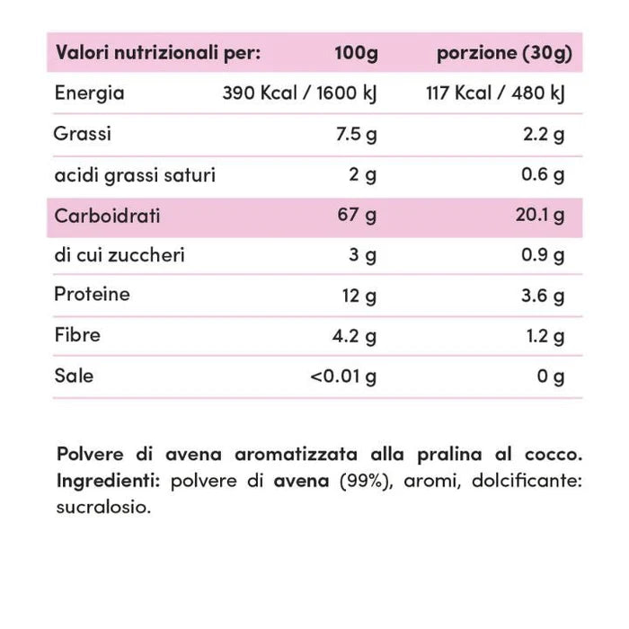 Wellness Farine e Fiocchi Farina di Avena Istantanea Aromatizzata 750g cocco