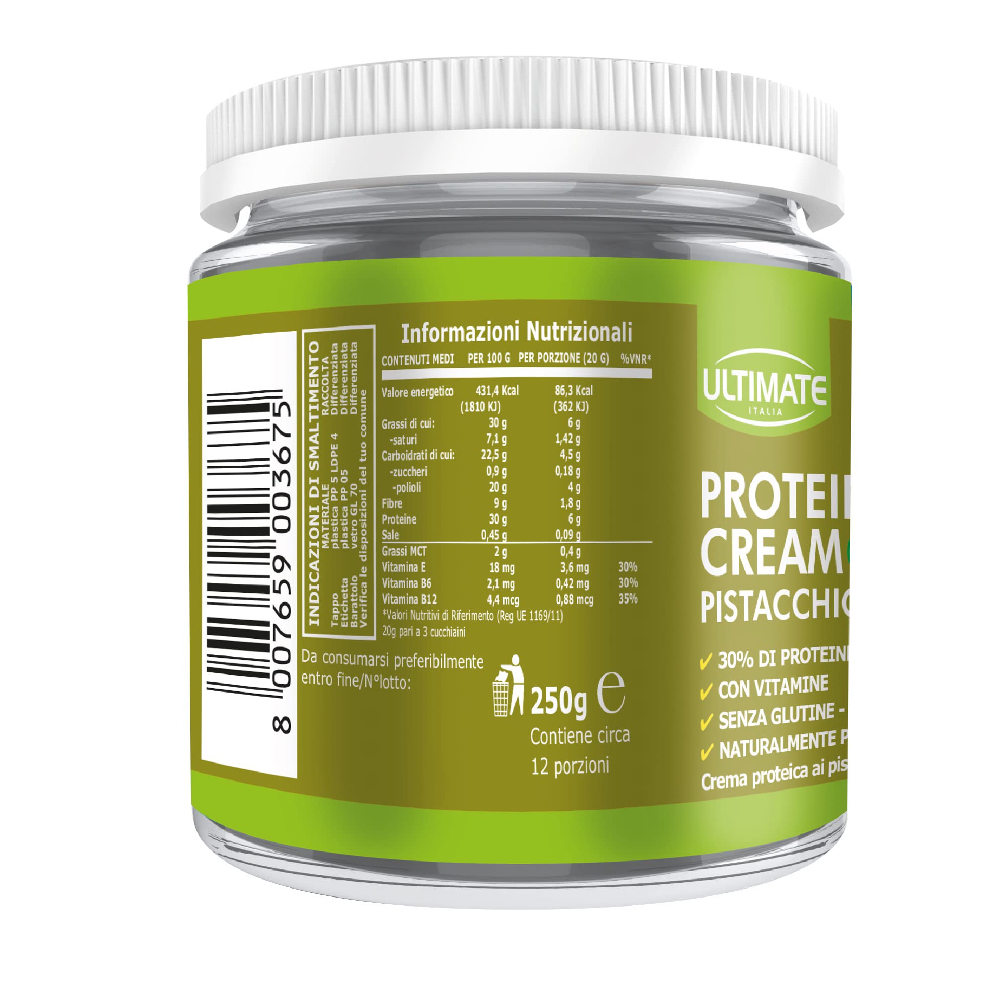 Ultimate Creme proteiche crema proteica pistacchio 250 g 30% proteine
