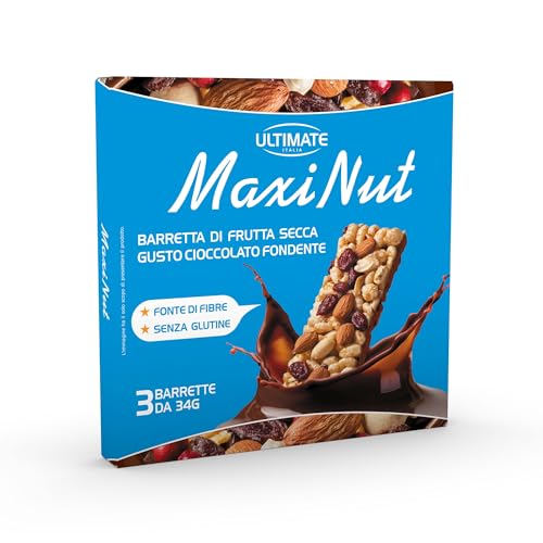 Ultimate Barrette MaxiNut barretta cioccolato fondente 3x34 g fonte di fibre