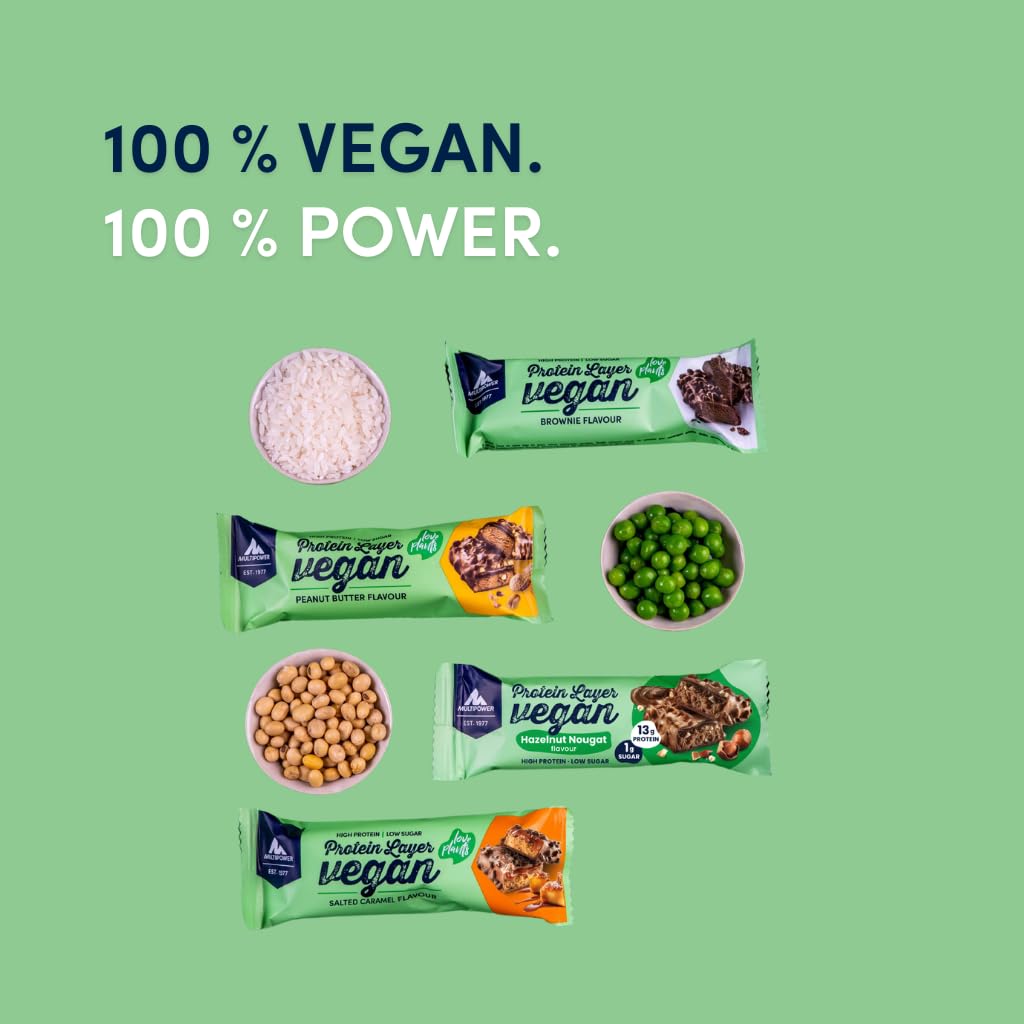 Multipower Protein Layer barretta proteica vegana burro d'arachidi 15 x 55 g