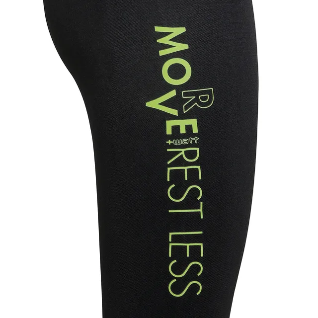 +Watt Accessori Leggings Push Up leggings neri stampa verde acido