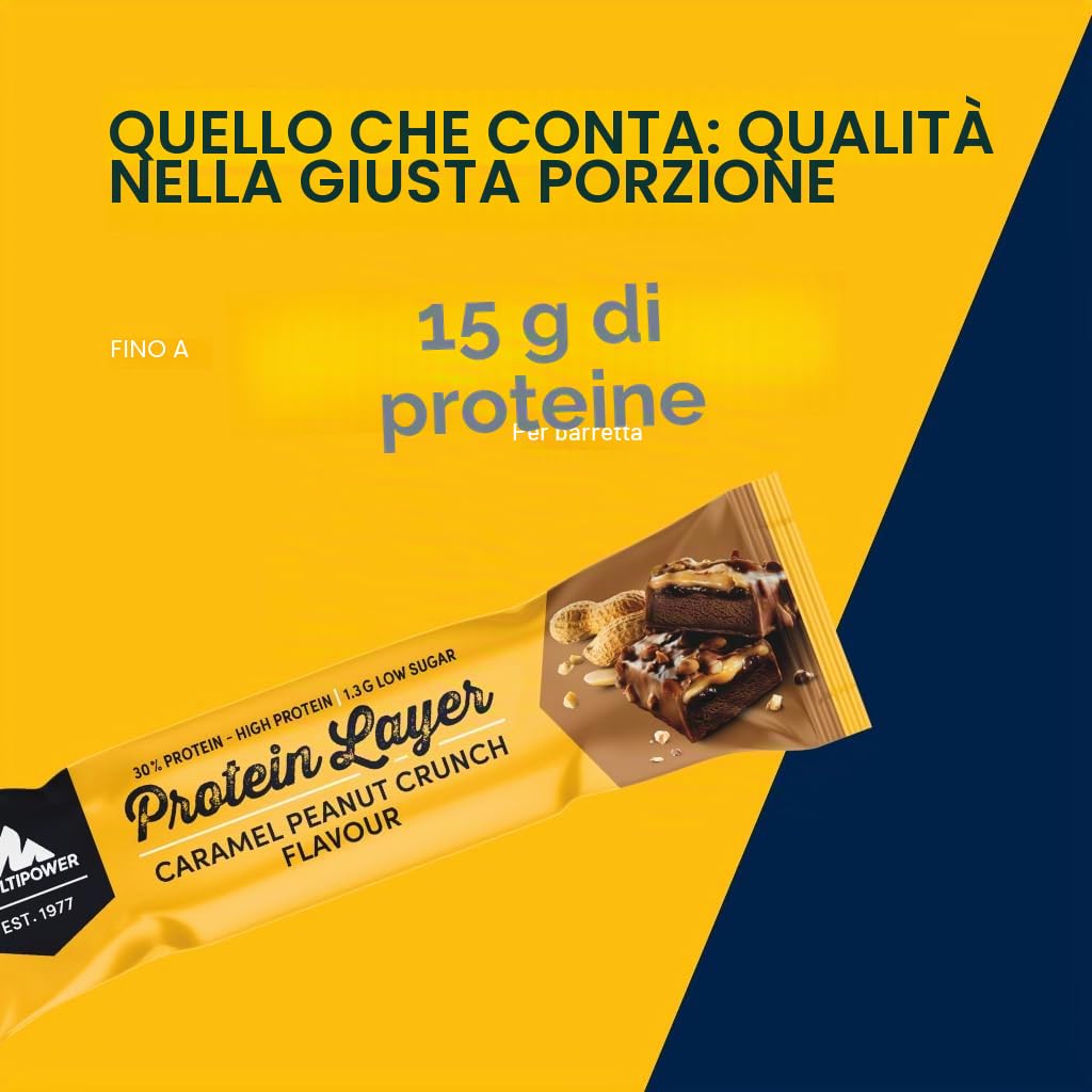 Multipower Protein Layer barretta proteica Peanut Crunch 18 x 50 g al caramello