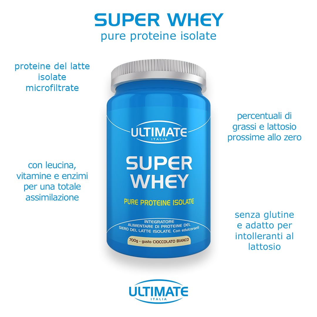 Ultimate Proteine Super Whey proteine isolate cioccolato bianco 700 g