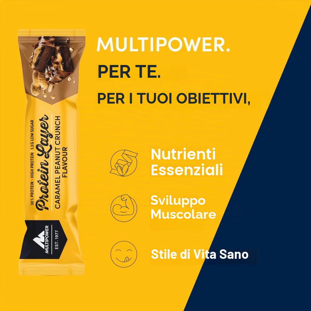 Multipower Protein Layer barretta proteica Peanut Crunch 18 x 50 g al caramello
