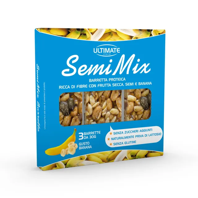 Ultimate Barrette Semi Mix barretta proteica banana 3x30 g ricca di fibre