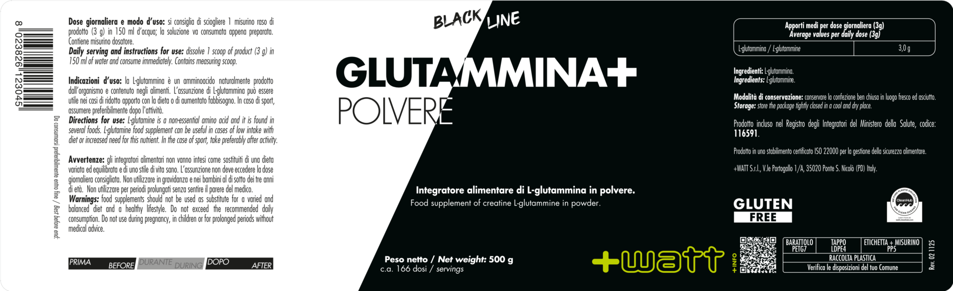 WATT Power Line Glutammina+ aminoacidi senza aroma