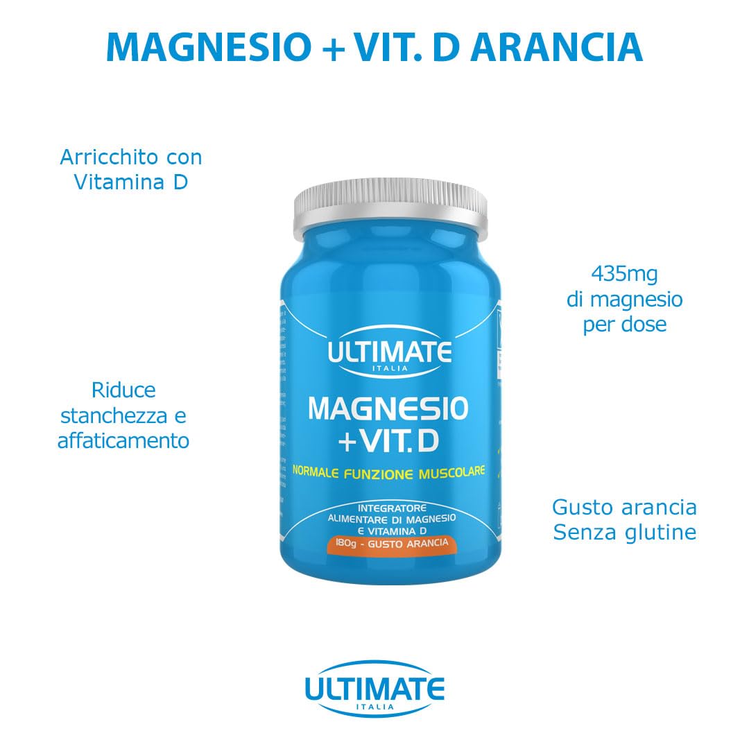 Ultimate Vitamine e minerali Magnesio + Vit. D integratore arancia 180 g