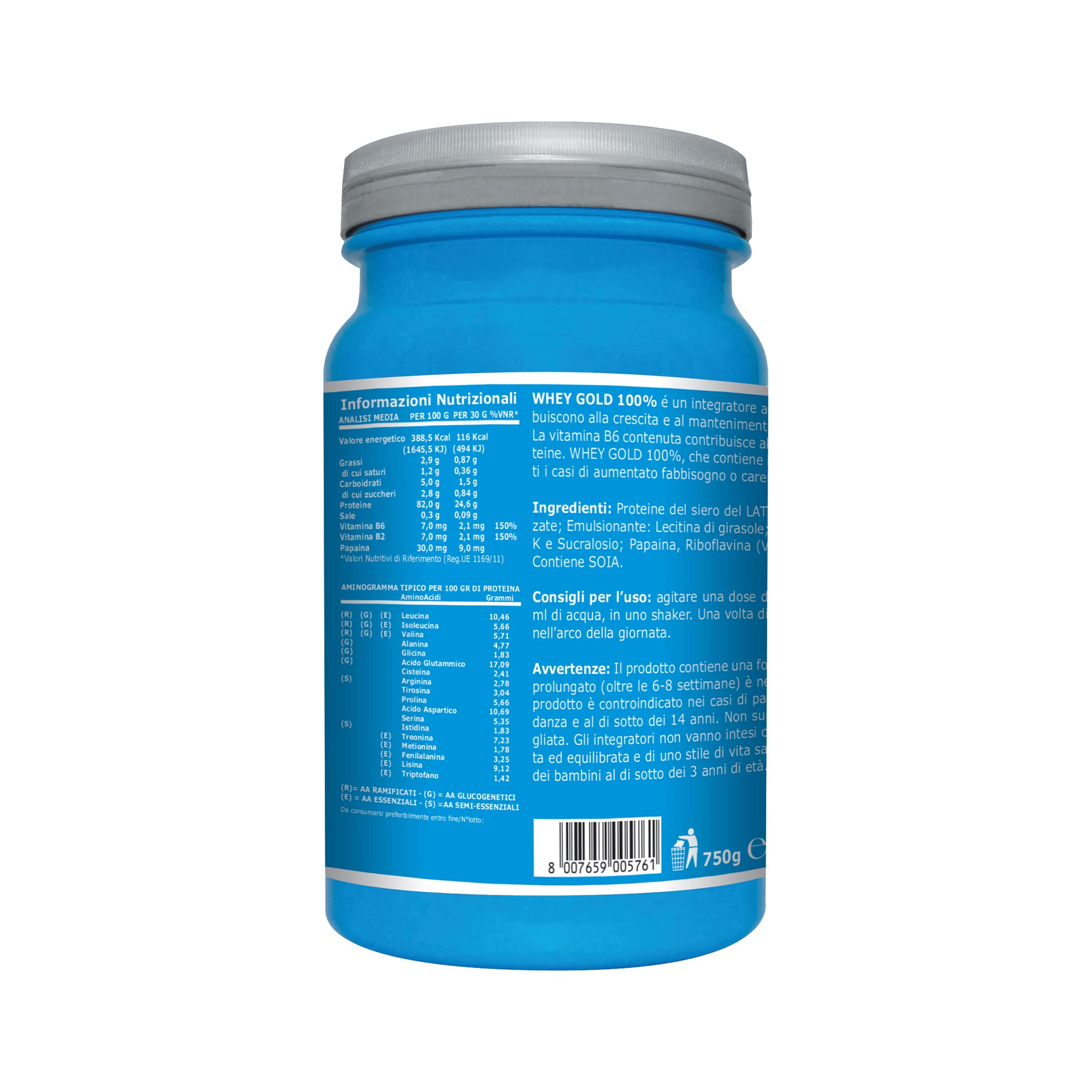 Ultimate Proteine Whey Gold 100% proteine gusto banana 750 g con vitamina B6