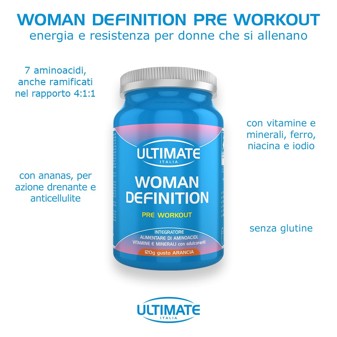 Ultimate Stimolatori Woman Definition pre workout 120 g arancia