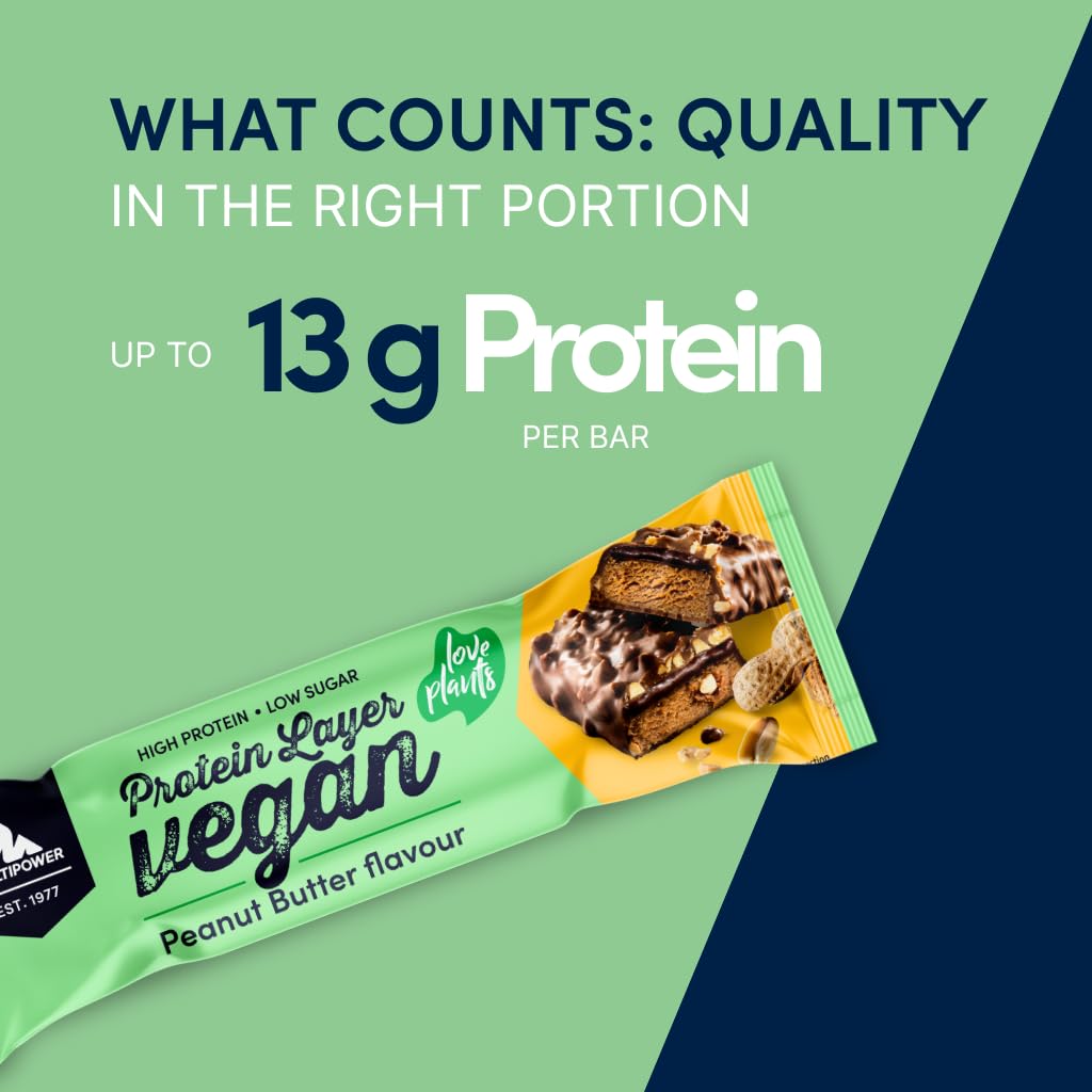 Multipower Protein Layer barretta proteica vegana burro d'arachidi 15 x 55 g