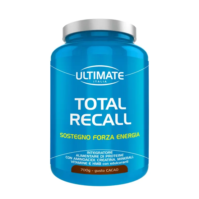 Ultimate Proteine Total Recall integratore cacao 700 g, formula 11 integratori