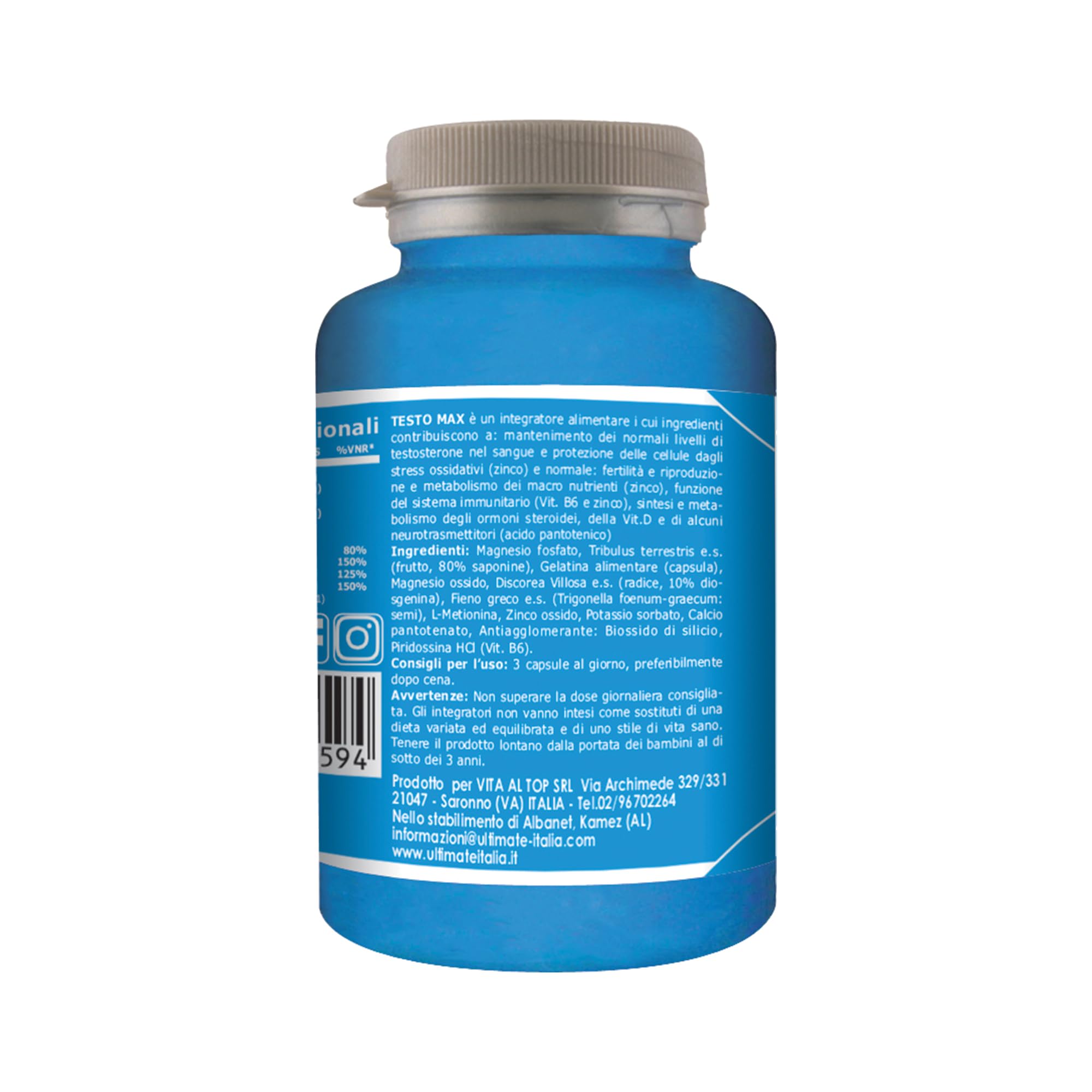 Ultimate Stimolatori Testo Max capsule 90 pezzi con tribulus e zinco