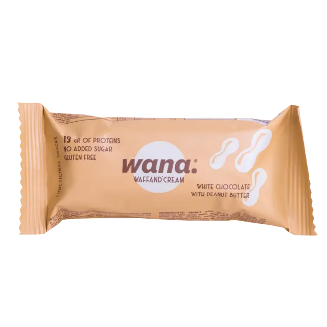 NEWTRITIONS Barrette Waffand’cream – Cioccolato Bianco con ripieno di Burro d’Arachidi (43g) barretta ripiena