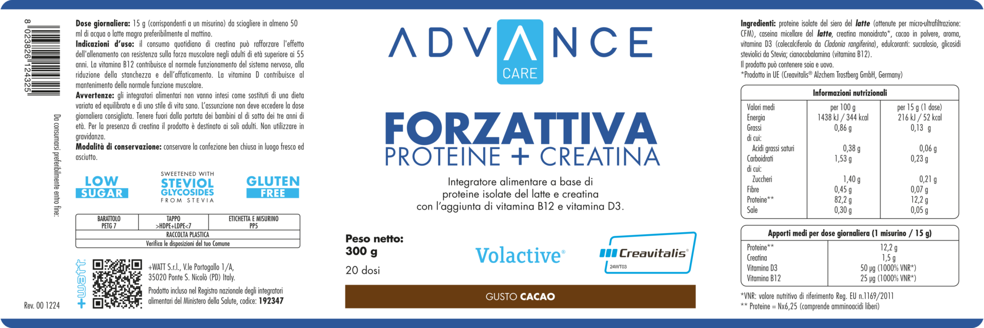 +Watt Power Line Forzattiva integratore proteico cacao over 50