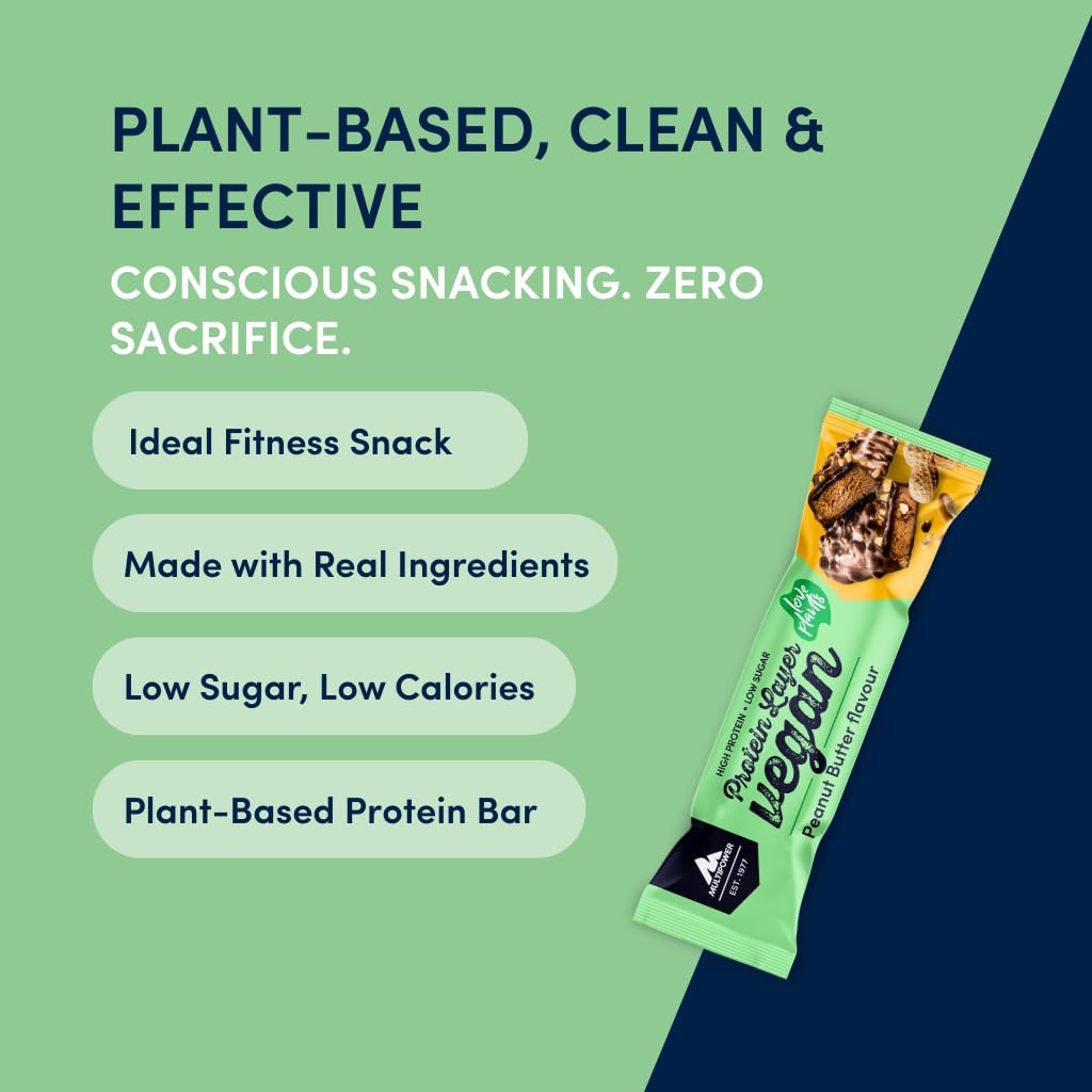 Multipower Protein Layer barretta proteica vegana burro d'arachidi 15 x 55 g