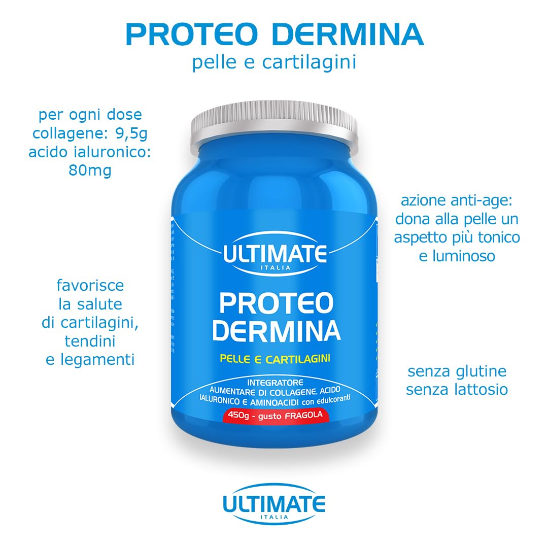 Ultimate Fitoterapici Proteo Dermina integratore collagene 450 g fragola