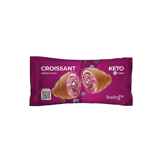 Wellness Food Keto Croissant variegato ripieno di crema ai frutti di bosco 50g low carb