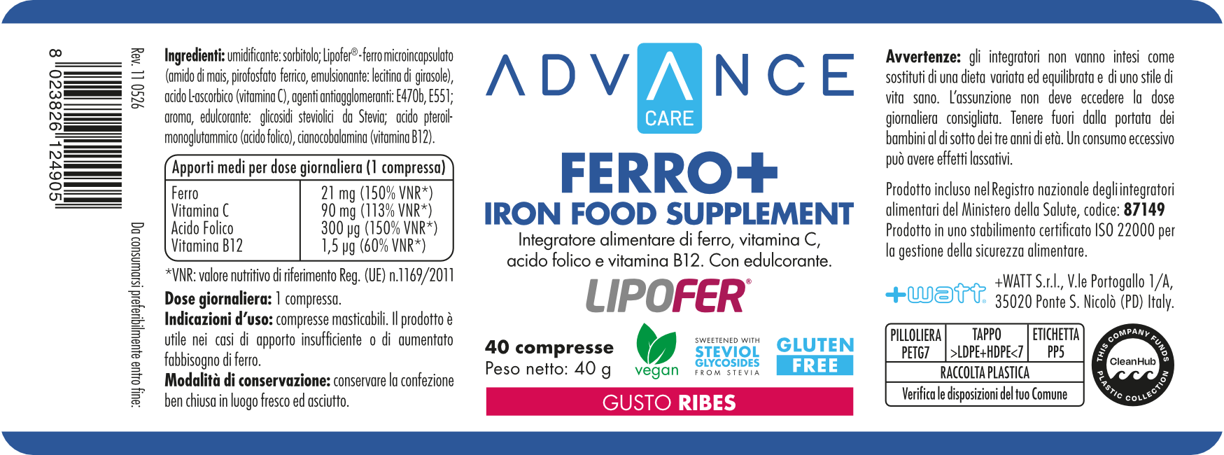 +WATT Advance Care Ferro+ integratore ferro microincapsulato