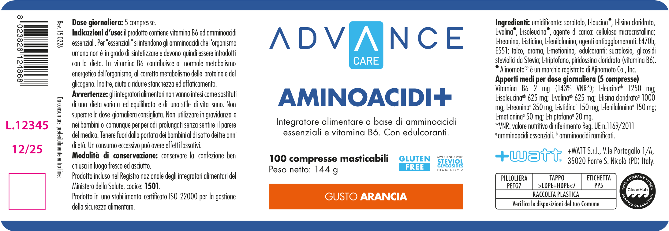 + WATT Power Line Aminoacidi+ compresse masticabili arancia