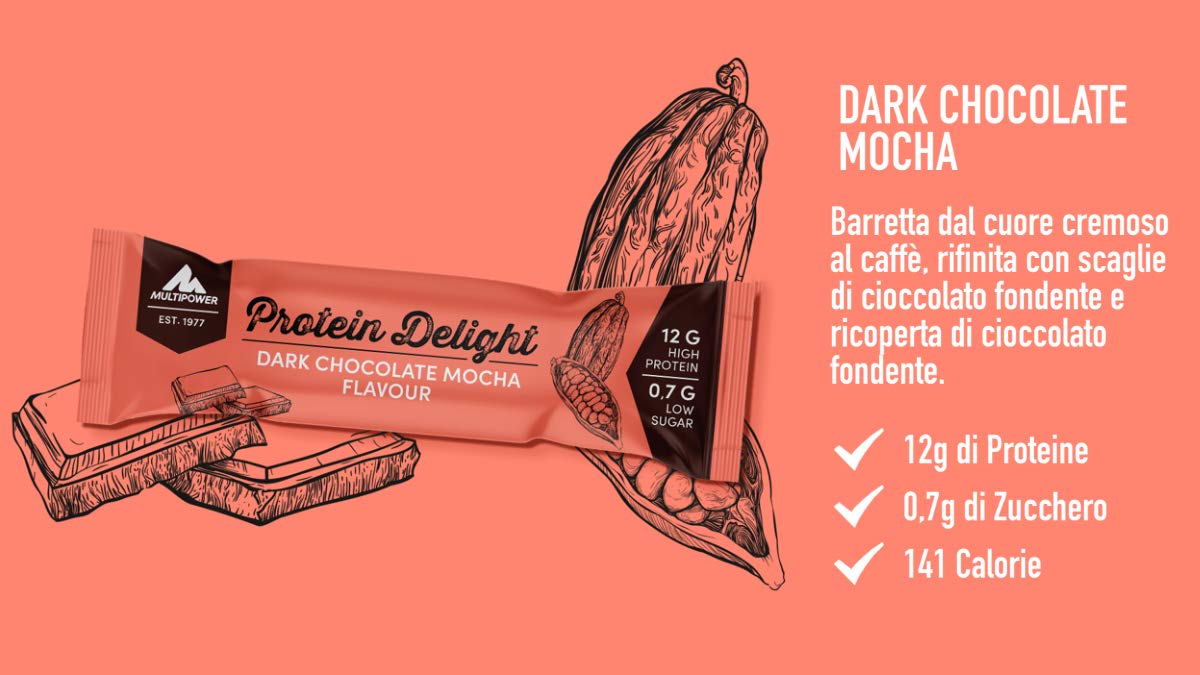 Multipower Protein Delight barretta proteica cioccolato fondente e caffè 18 x 35 g