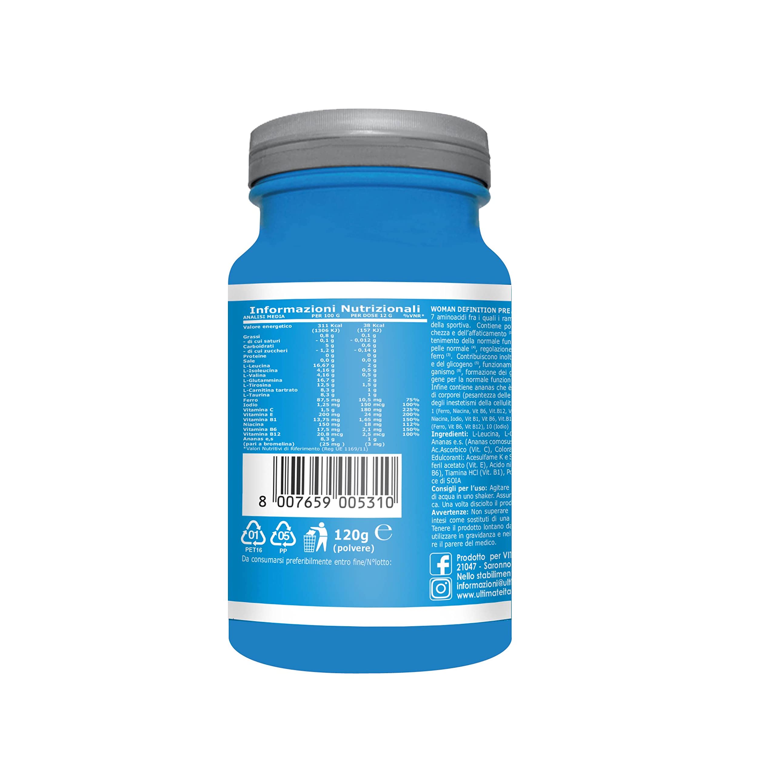 Ultimate Stimolatori Woman Definition pre workout 120 g arancia