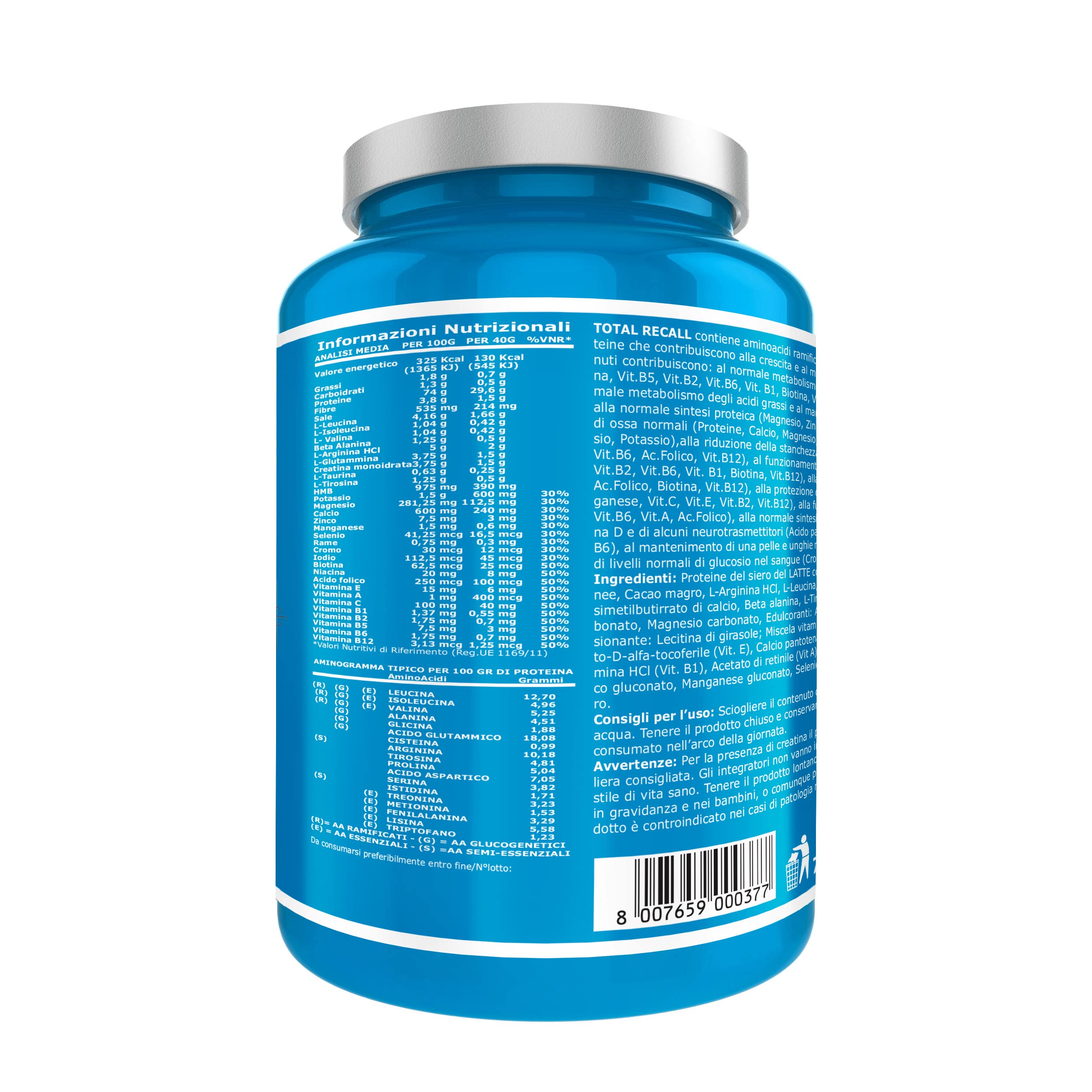 Ultimate Proteine Total Recall integratore cacao 700 g, formula 11 integratori