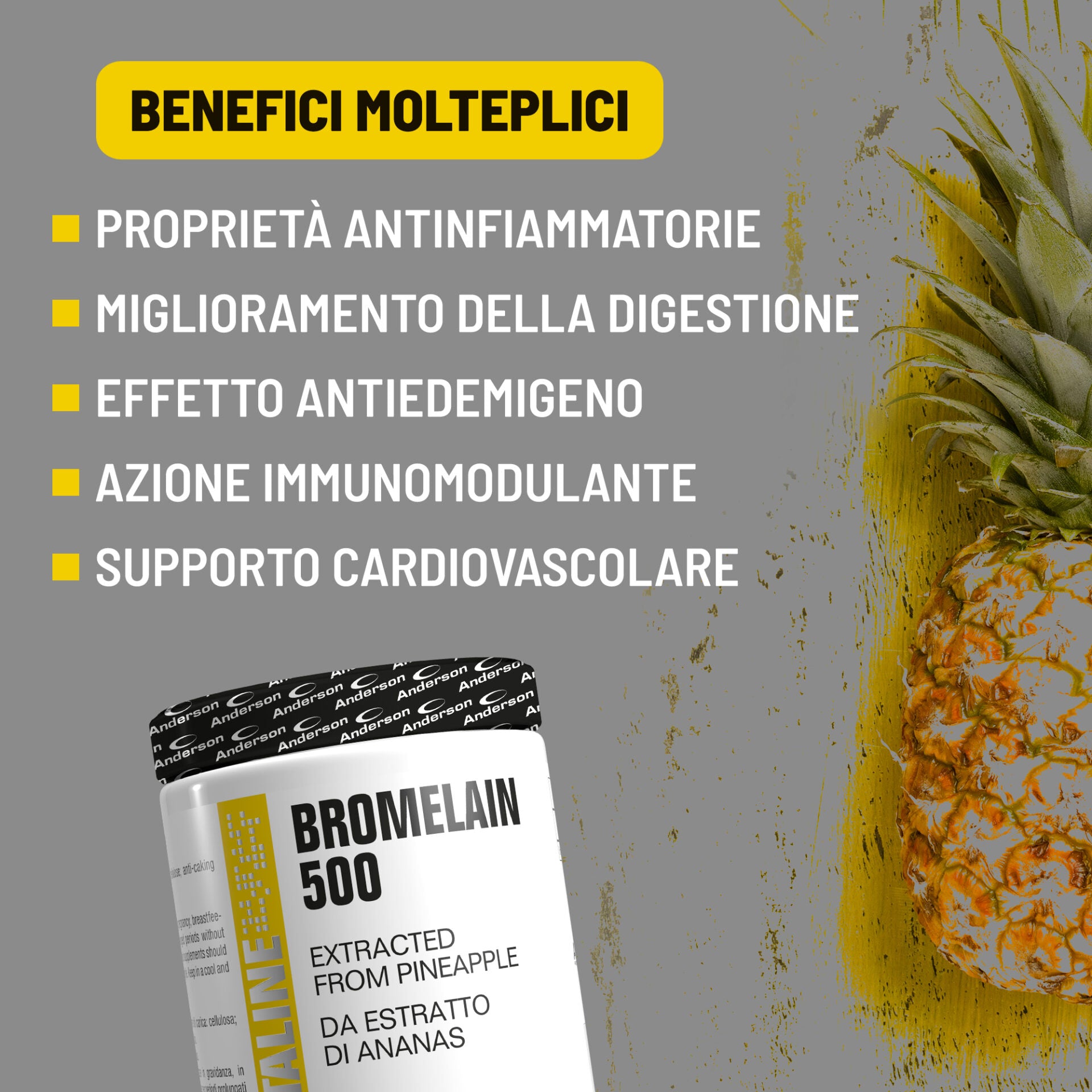 Wellness Benessere dello Stomaco Bromelina 500 integratore per la digestione