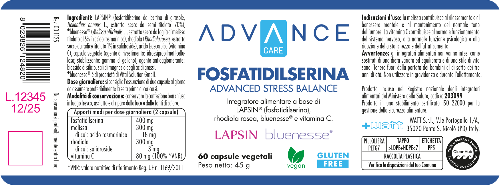 +Watt Advance Care Fosfatidilserina Advanced Stress Balance capsule