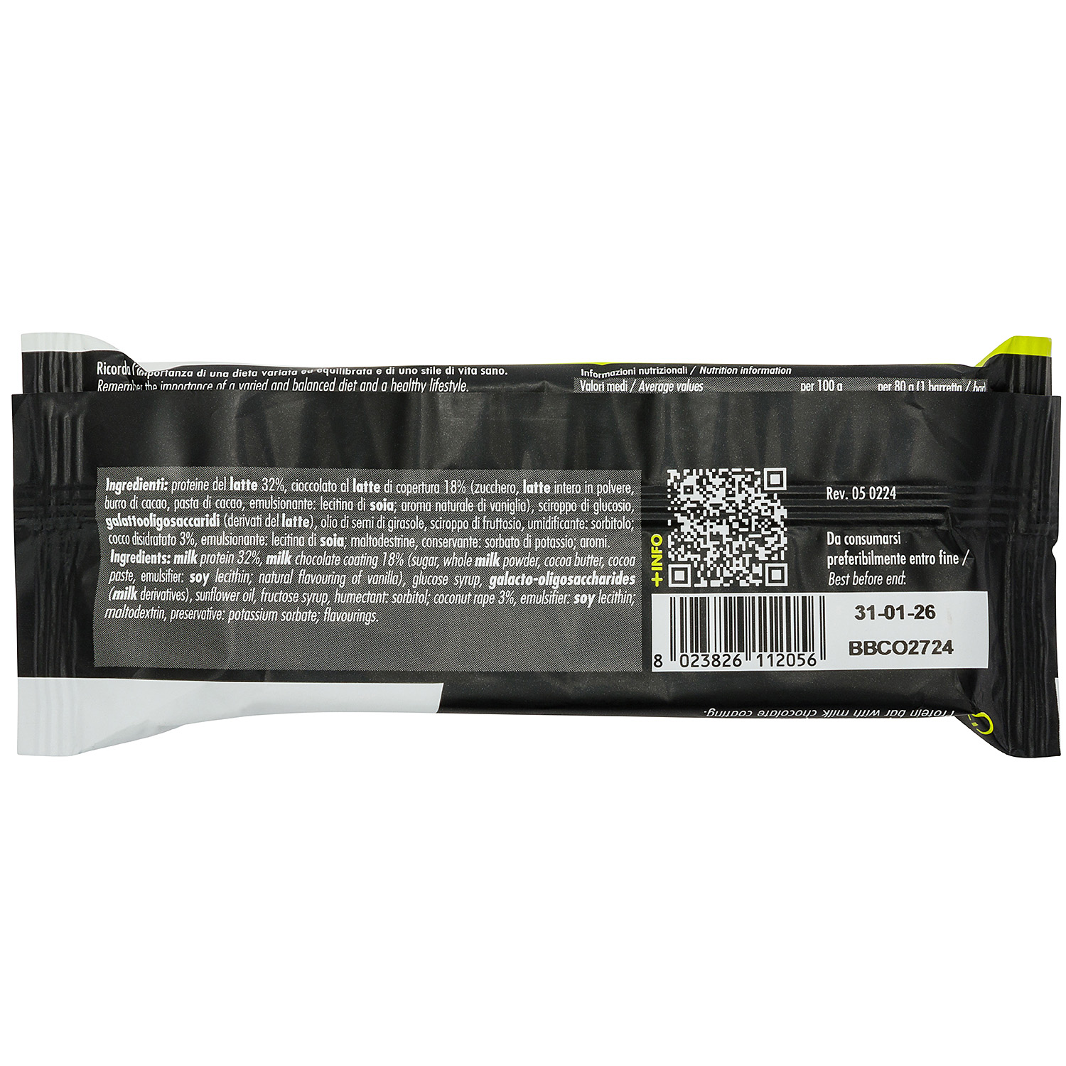 +Watt Power Line Big Bar barretta proteica 80 g cioccolato al latte