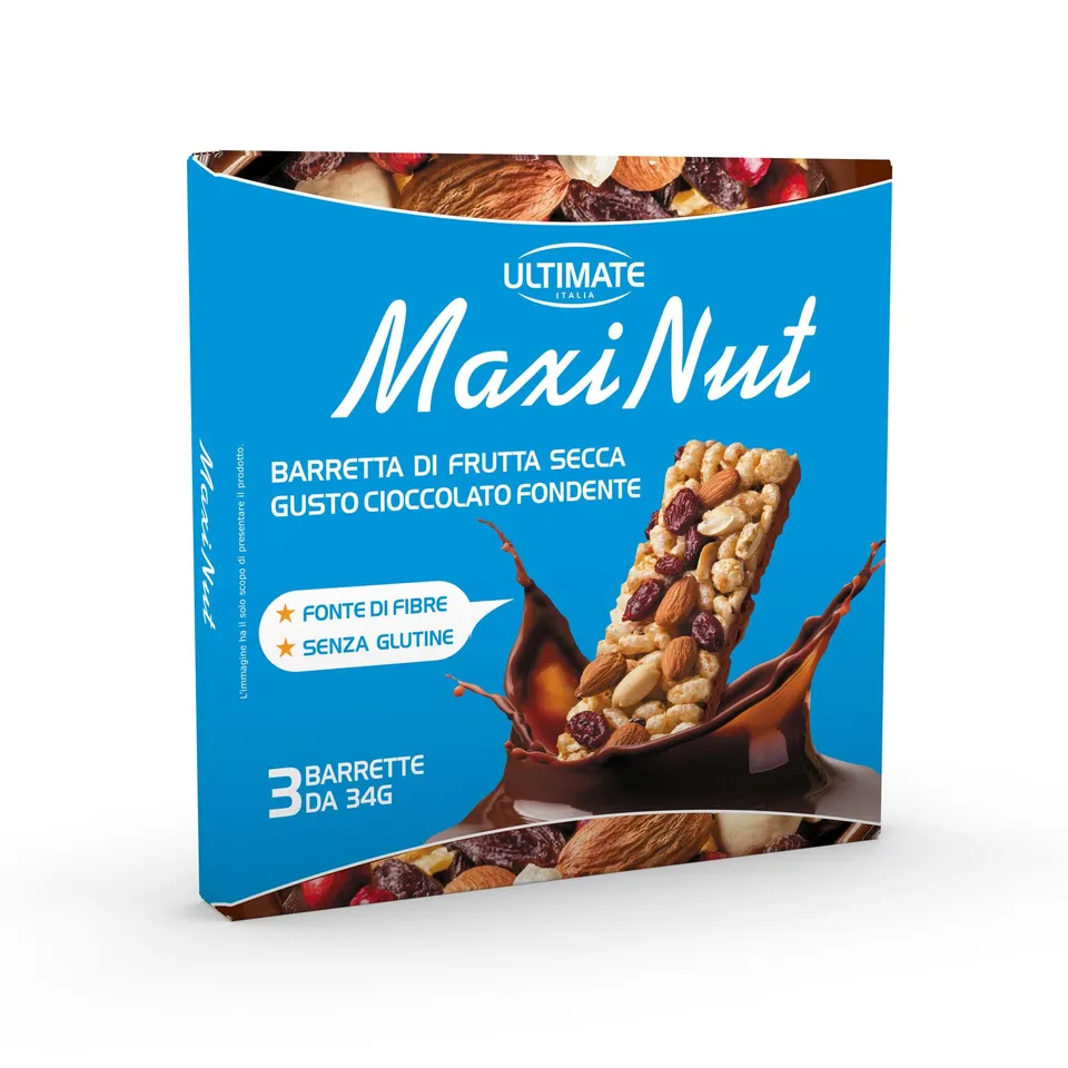 Ultimate Barrette MaxiNut barretta cioccolato fondente 3x34 g fonte di fibre