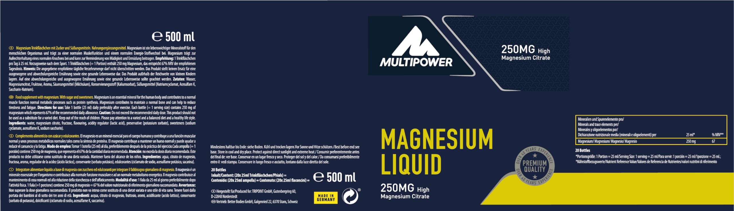 Multipower L-Magnesium Liquid integratore di magnesio liquido 20 x 25 ml