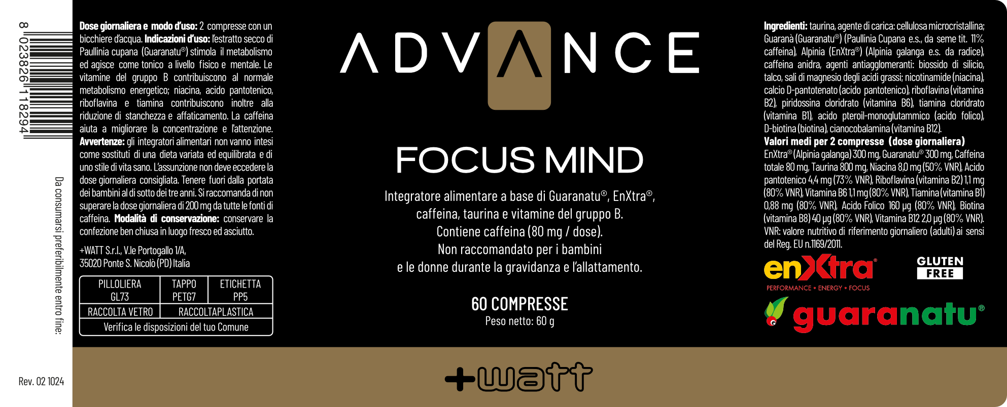 + WATT Advance Line Focus Mind integratore concentrazione mentale