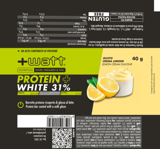 +Watt Power Line Protein+ White barretta 40 g senza glutine
