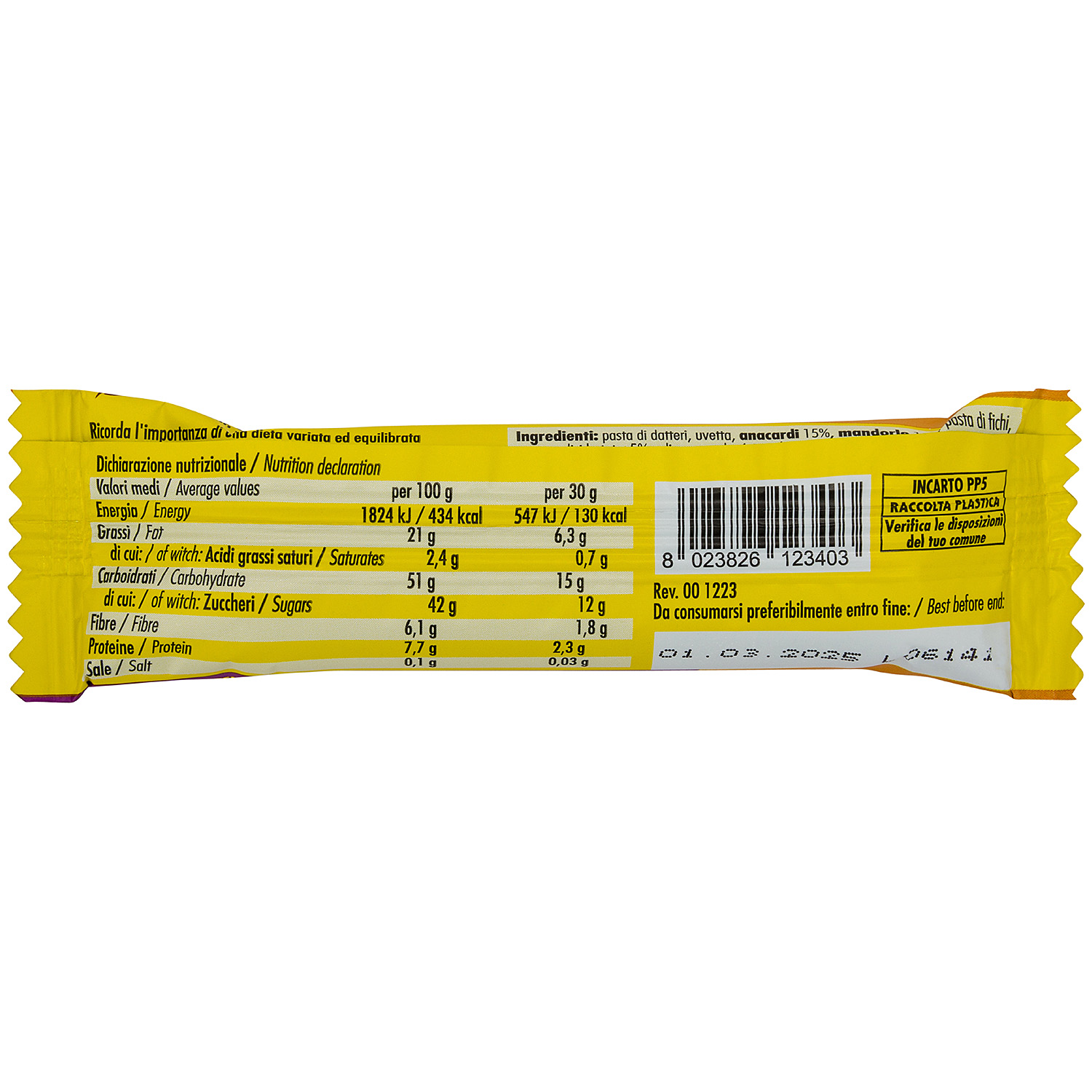 +Watt Endurance Line Fruit Force barretta energetica 30 g senza zuccheri aggiunti