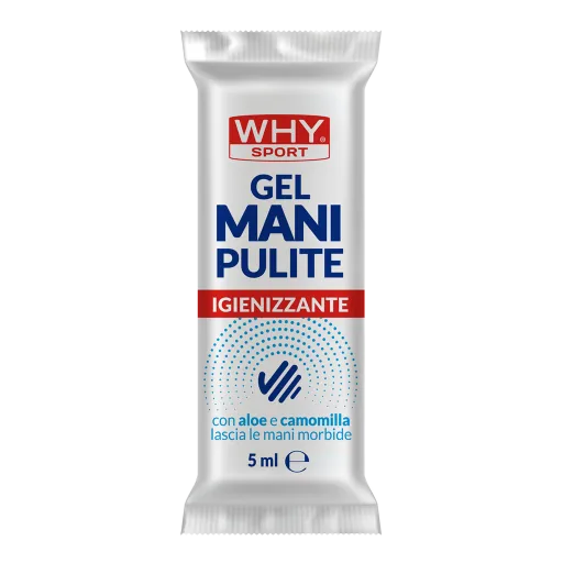 WHY SPORT Gel igienizzanti MANI PULITE® CON ALOE E CAMOMILLA gel igienizzante monodose 5 ml