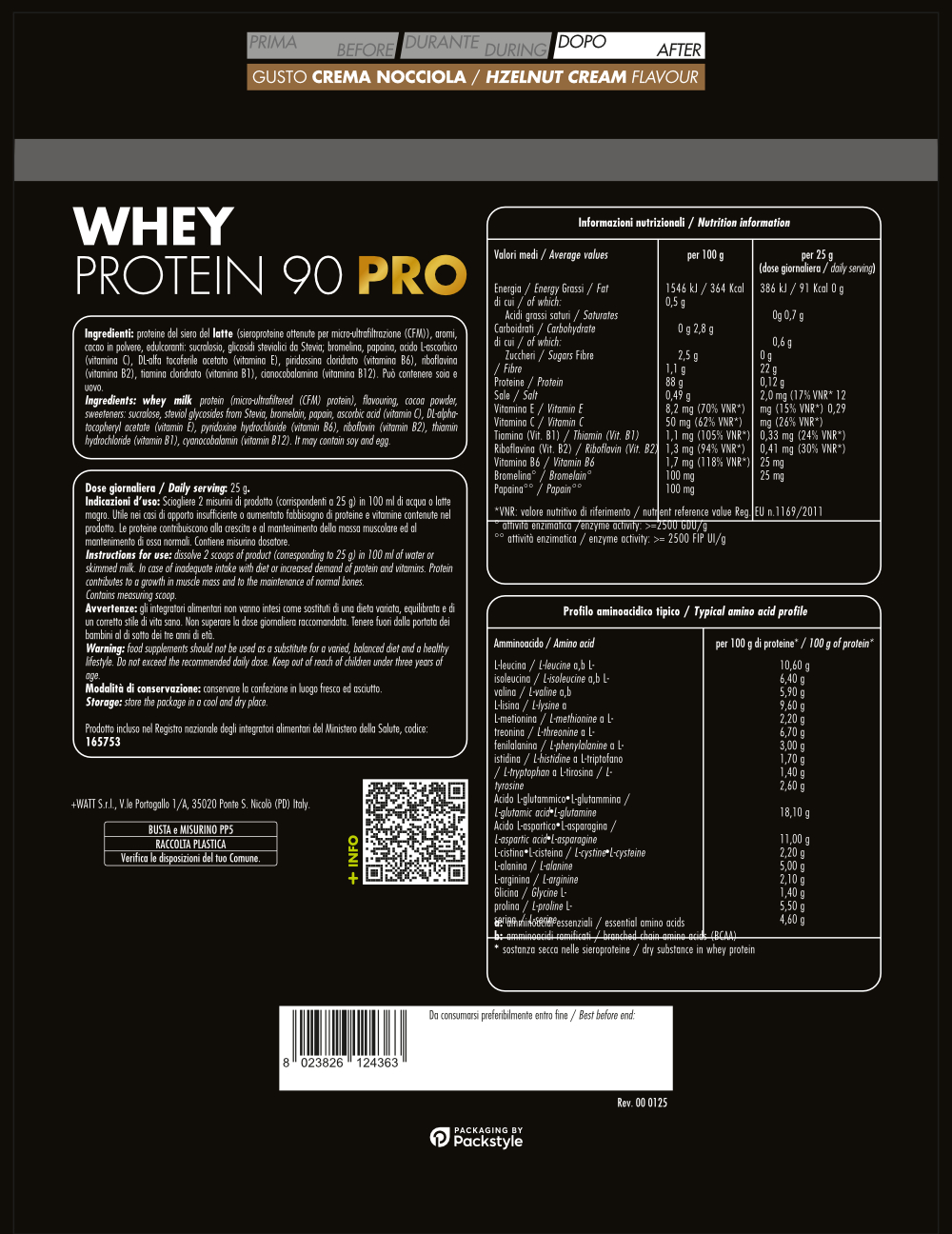 +WATT Power Line Whey Protein 90 Pro whey isolate CFM