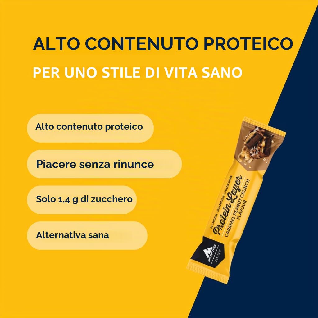Multipower Protein Layer barretta proteica Peanut Crunch 18 x 50 g al caramello
