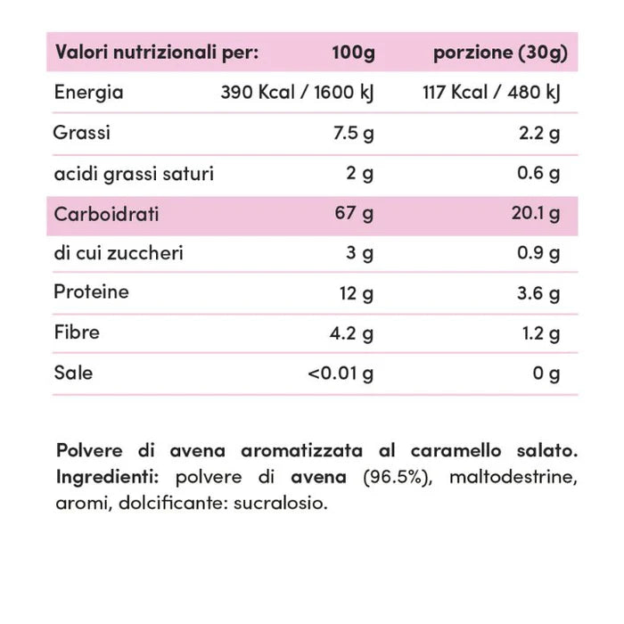 Wellness Farine e Fiocchi Farina di Avena Istantanea Aromatizzata 750g caramello salato senza glutine